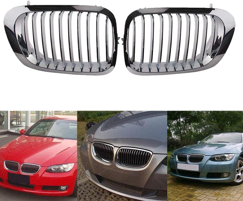 Heart Horse Front Kidney Grille Chrome Hood 2 Doors Grill Compatible for 1999-2002 E46 2-Door M3 323 i/is 325Ci 328 i/is/Ci 330Ci