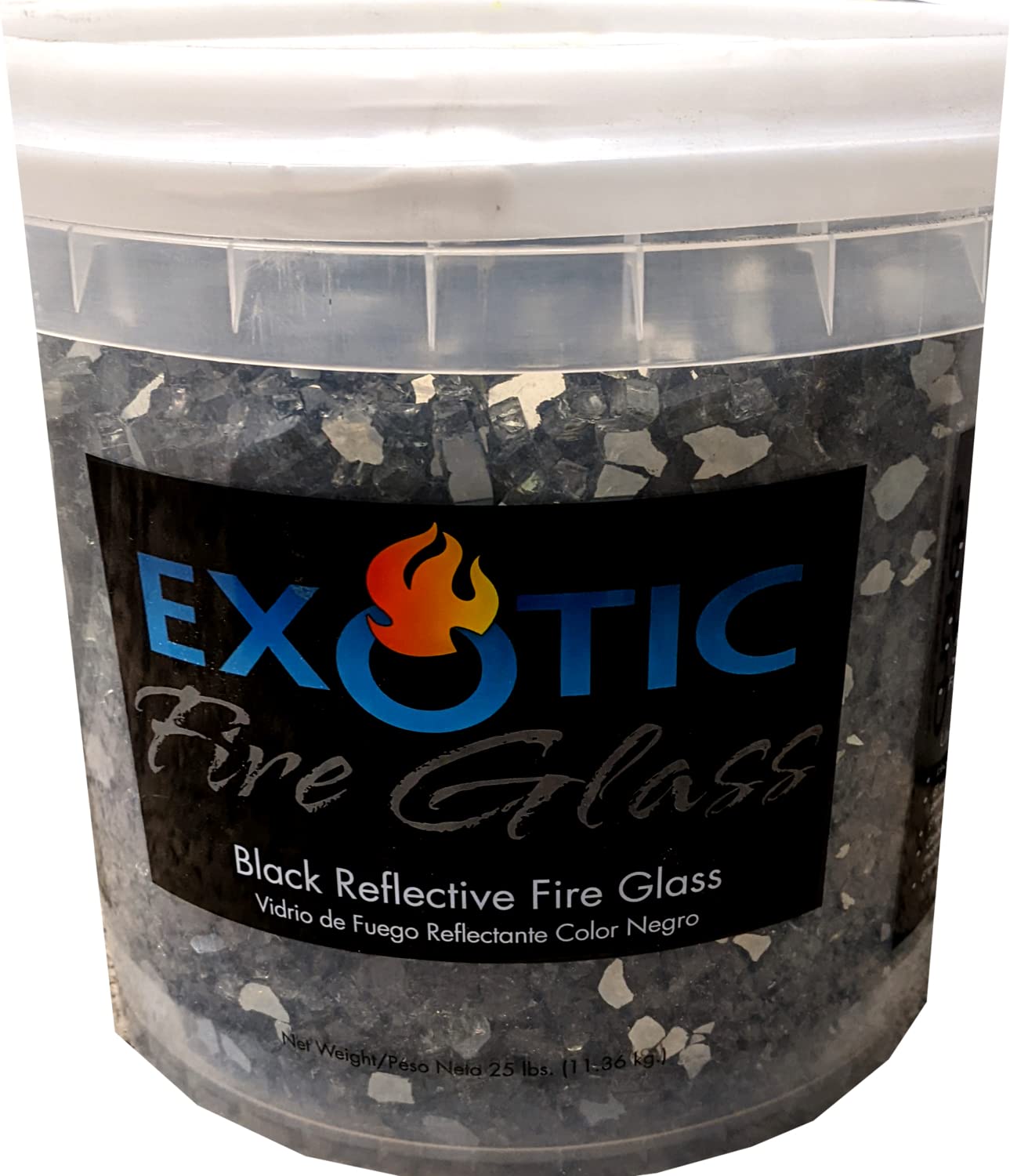 Exotic Glass 25 lbs. Black Crystal Reflective Gas Fire Pit Fire Glass
