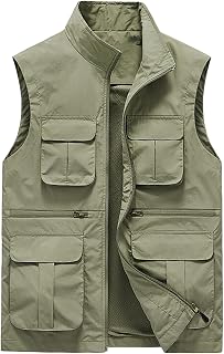 GICIR Men's Outdoor Fishing Vests Summer Mesh Multi-pocket Reporter Tactical Cargo Hiking Fishing Vest Sleeveless Jacket