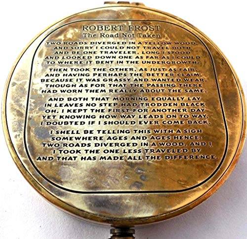NauticalMart Brass Compass Vintage Robert Frost Poem Antique Gifts