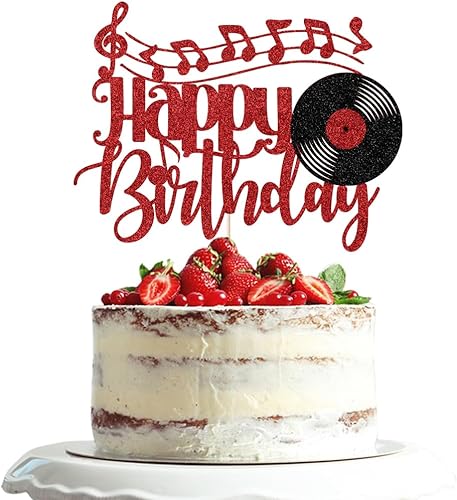 Miniatura 17 de Disco de vinilo con purpurina negra para decoración de pastel de cumpleaños, disco de vinilo retro rock and roll, decoración de pastel de música CD