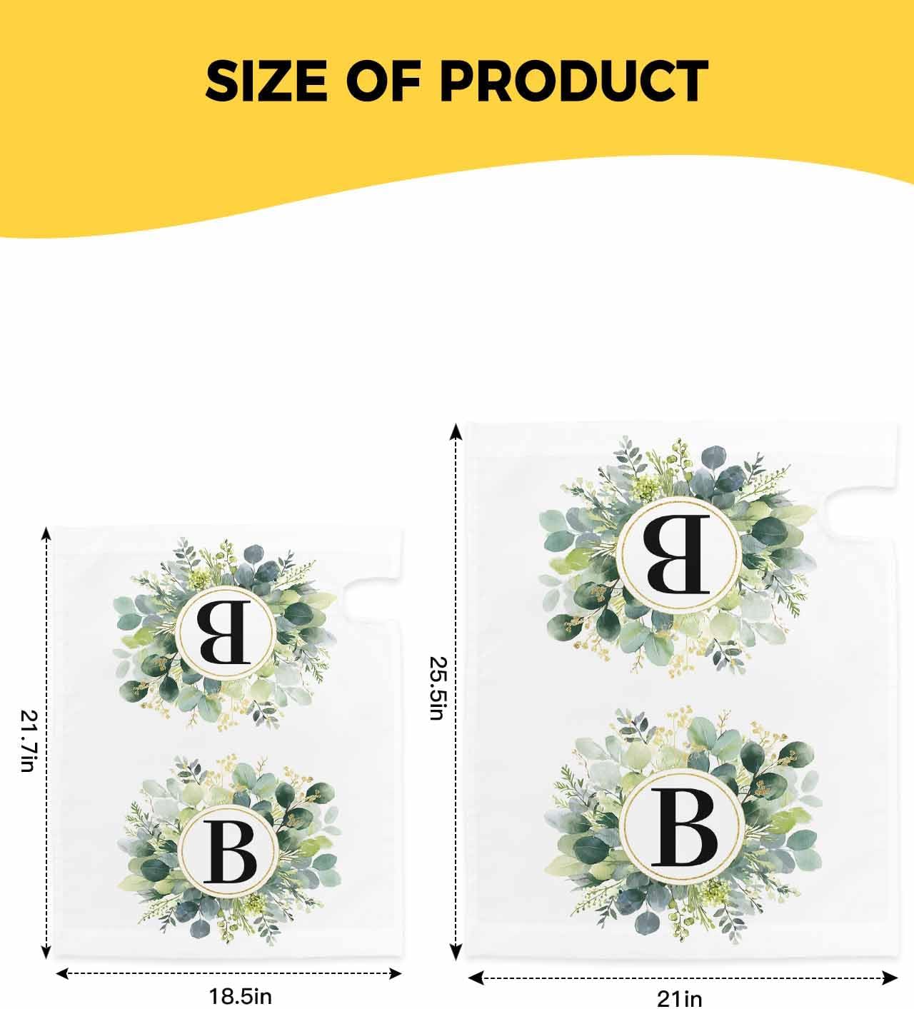 Monogrammed B Mailbox Covers Magnetic Standard Size, Decorative Post Letter Numbers Box Wrap Decoration Covers Small Accessories for Garden Yard Outdoor Décor, Personalized Green Eucalyptus Leaves