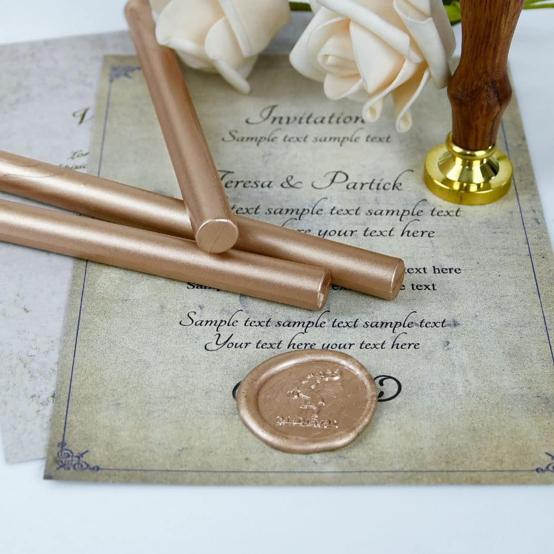Champagne Gold Seal Wax Sticks for Large Glue Gun, 12 Pcs/Box