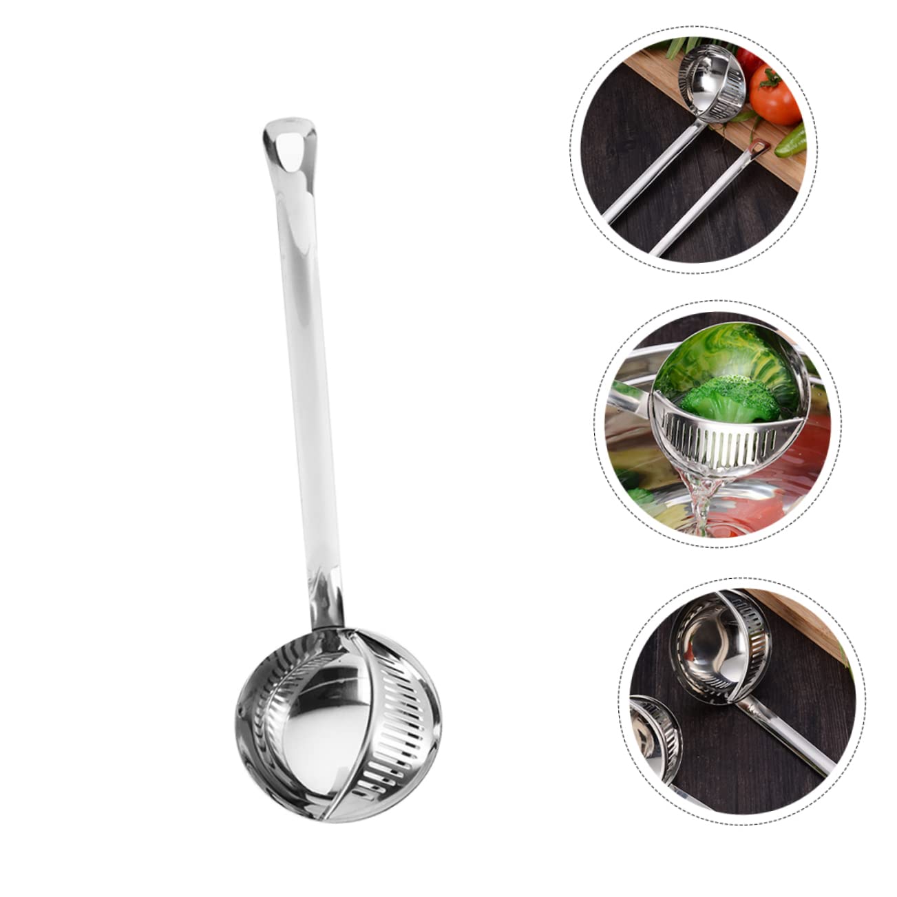 Lot De 2 Louches De Cuisine – Long Manche, PP, Blanche, Pour Soupe, Riz, Bouillon, Cantine