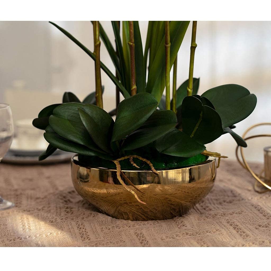Sztuczne Kwiaty Orchidei,Doniczkowy Storczyk Motylkowy,Zestaw Sztucznych Kwiatów,Sztuczne Kwiaty Orchidei,Phalaenopsis,8 Główek Orchidei,Sztuczne Kwiaty Ze Złotym Wazonem