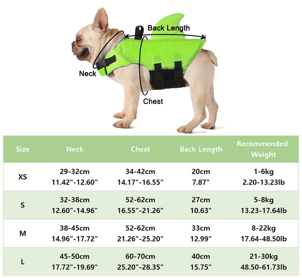 FONLAM Reddingsvest voor Honden Veiligheidsvest Hond Puppy Huisdieren Badkleding Zwemmen Kleine en Middelgrote Honden (M, Groen