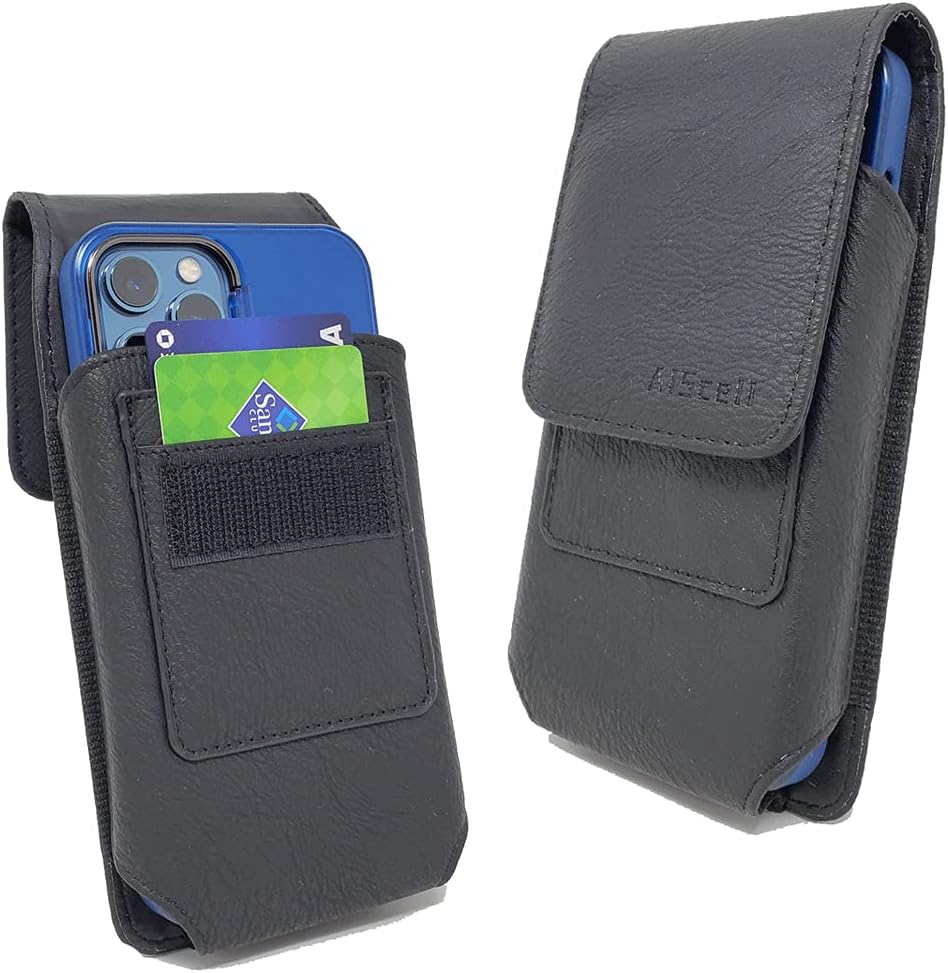 AIScell Vertical Wallet Case for Q70, K22, K22+, Stylo 5, 5v, 5+,G8X ThinQ,Stylo 4 Plus, Stylo 4,V40 ThinQ,Black Leather Pouch Swivel Clip Holster Fits Phone with Hybrid Protective Case Cover on