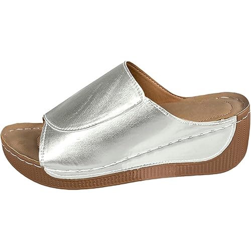 Womens Wedge Sandals Shoes Orthopedic Comfortable Summer Beach Dress𝐲 Slipper Natural Reflections Slippers for Women