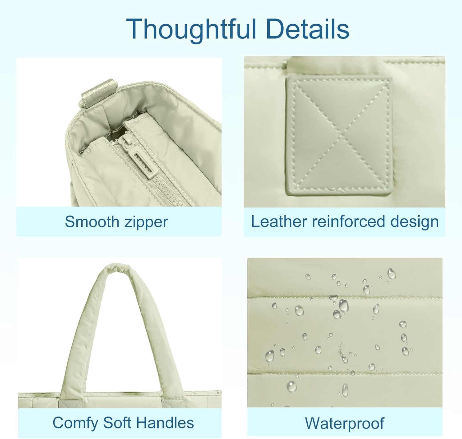 Tote Bag for Women Puffer Tote Bag Large Nurse Bags Shoulder Handbag with Zipper for Work Travel - Image 6