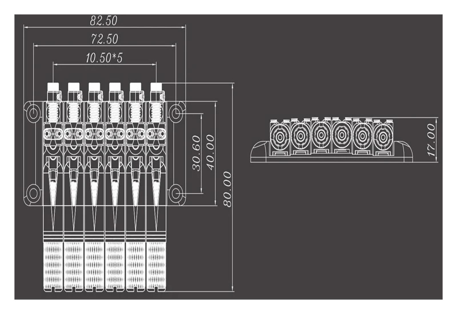 6 Saiten Messing Sattel Headless E-Gitarre Brücke Saitenhalter Schwarz Gitarre Brücke Saitenhalter