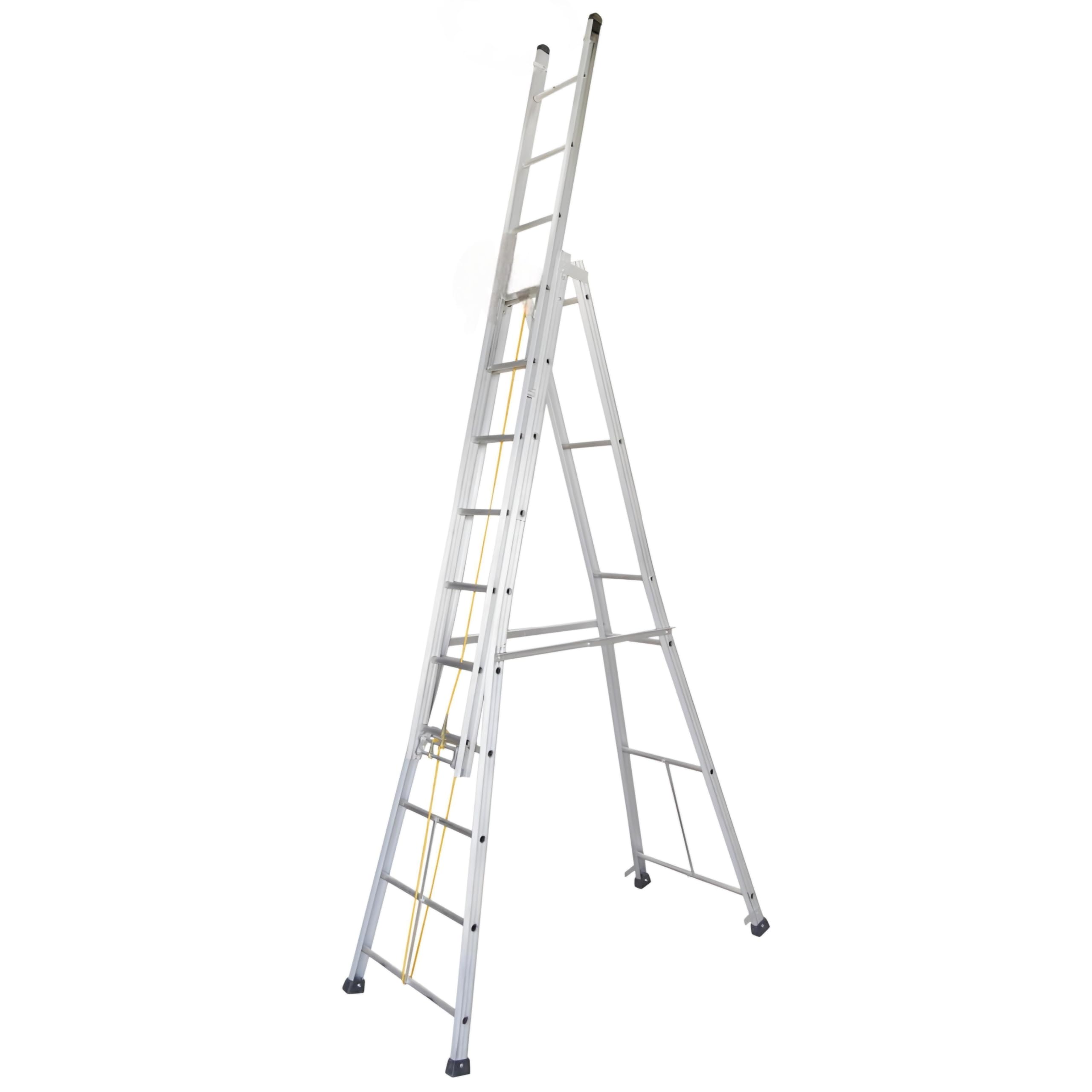 Venus Self-Supporting Industrial Aluminum Ladder | 8 ft Extension Ladder (Extends to 14 ft) | Foldable Heavy Duty Design with Pulley System | Perfect for Warehouse, Electric, Home & Maintenance