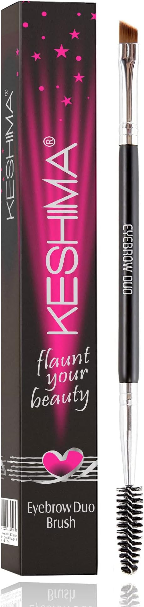 KESHIMA Duo Eyebrow Brush - Premium Quality Angled Eye Brow Brush and Spoolie Brush