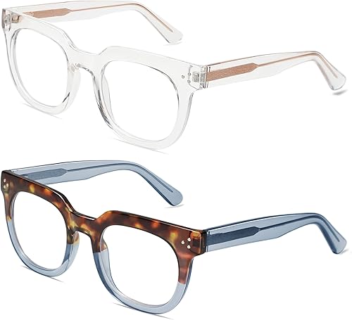 Miniatura 9 de AMOMOMA Anteojos de lectura retro de gran tamaño con bloqueo de luz azul para mujeres y hombres, computadora cuadrada grande AM6056