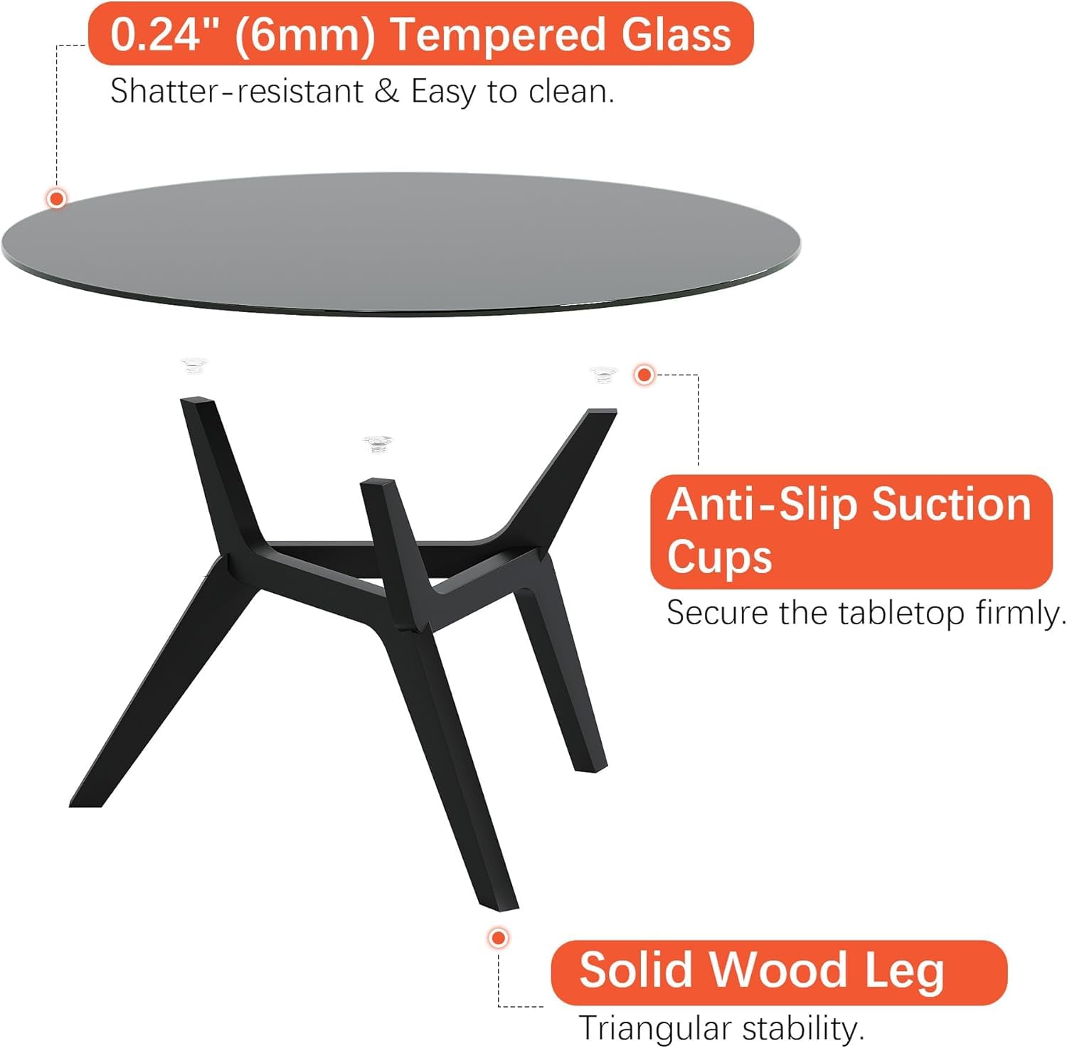 Vlsrka 80cm Glas Couchtisch Rund, Wohnzimmertisch, Moderner Sofatisch