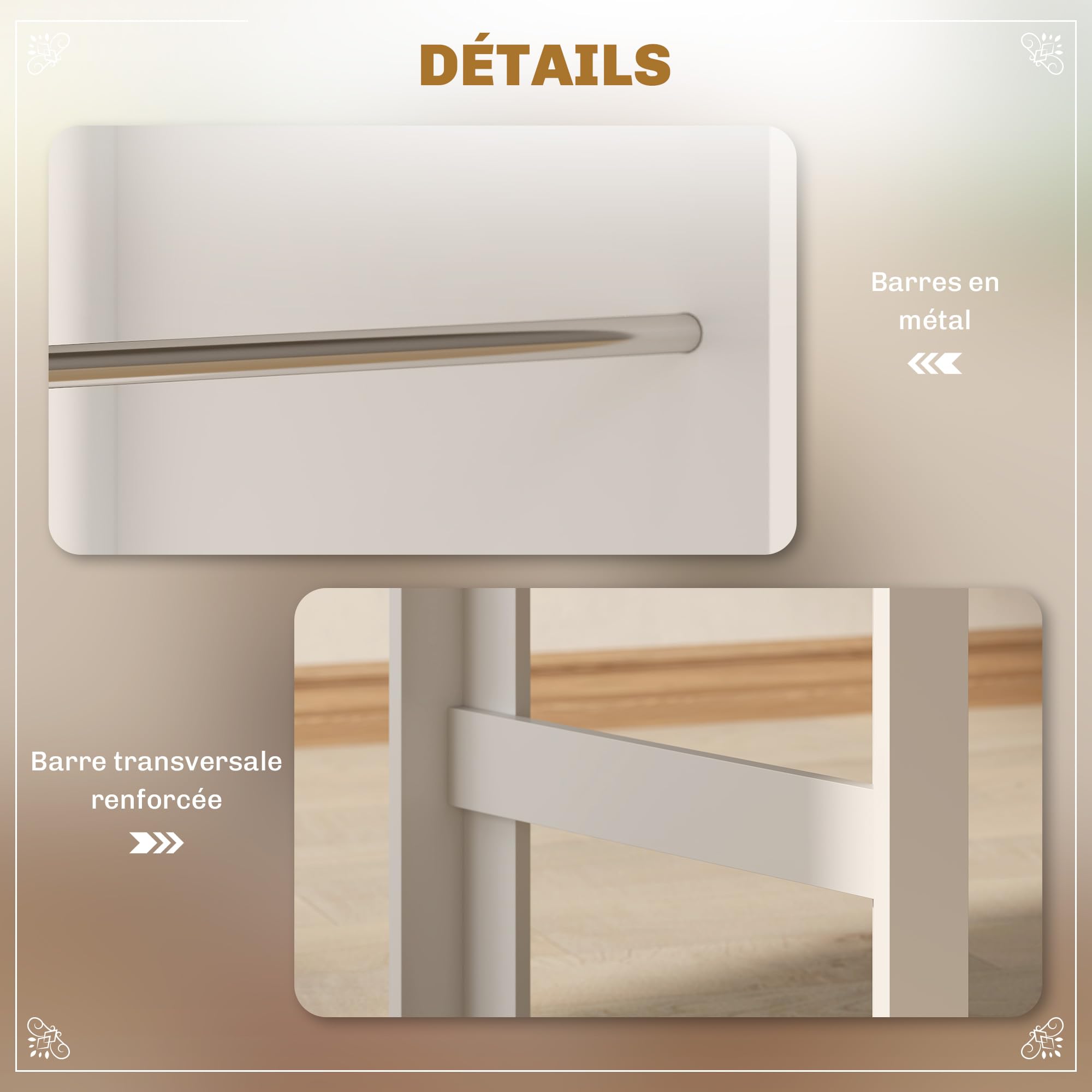 HOMCOM Table de Bar Table Haute de Cuisine Mange-Debout comptoir - dim. 112L x 57l x 106H cm - 3 étagères - Aspect chêne Clair Blanc