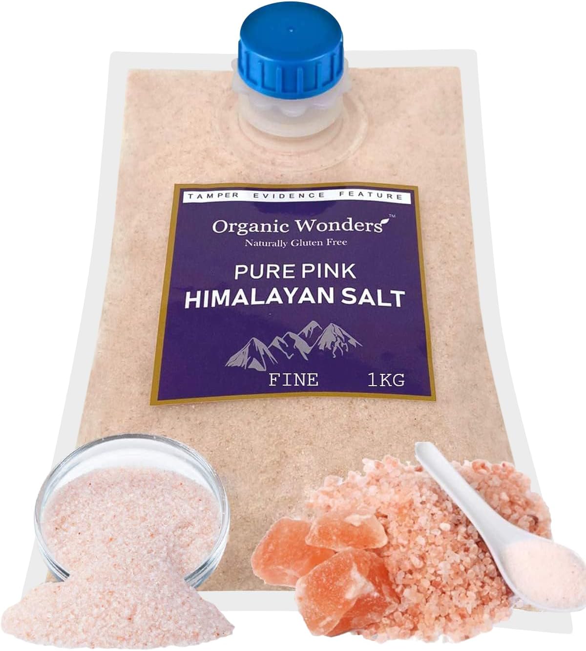 Pure Pink Himalayan Salt (Fine) 1kg | 84+ Essential Trace Minerals | PREMIUM UNREFINED | 100% NATURAL | GLUTEN FREE | VEGAN | VEGETARIAN by Organic Wondersยฎ