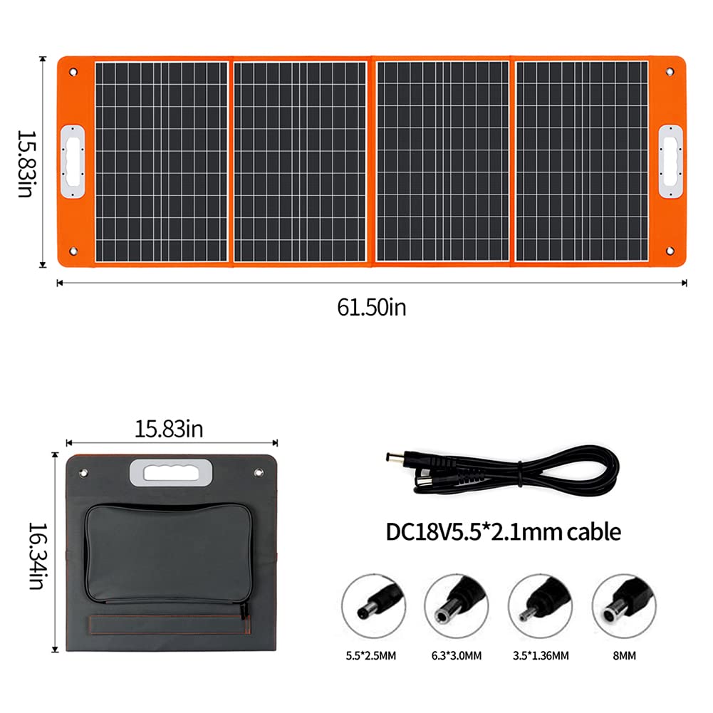 Caricatore per Pannello Solare Pieghevole 100W 18V con Carica di Uscita CC Tipo C QC3.0 per Centrale elettrica Portatile Camper per Viaggi su Strada Campeggio