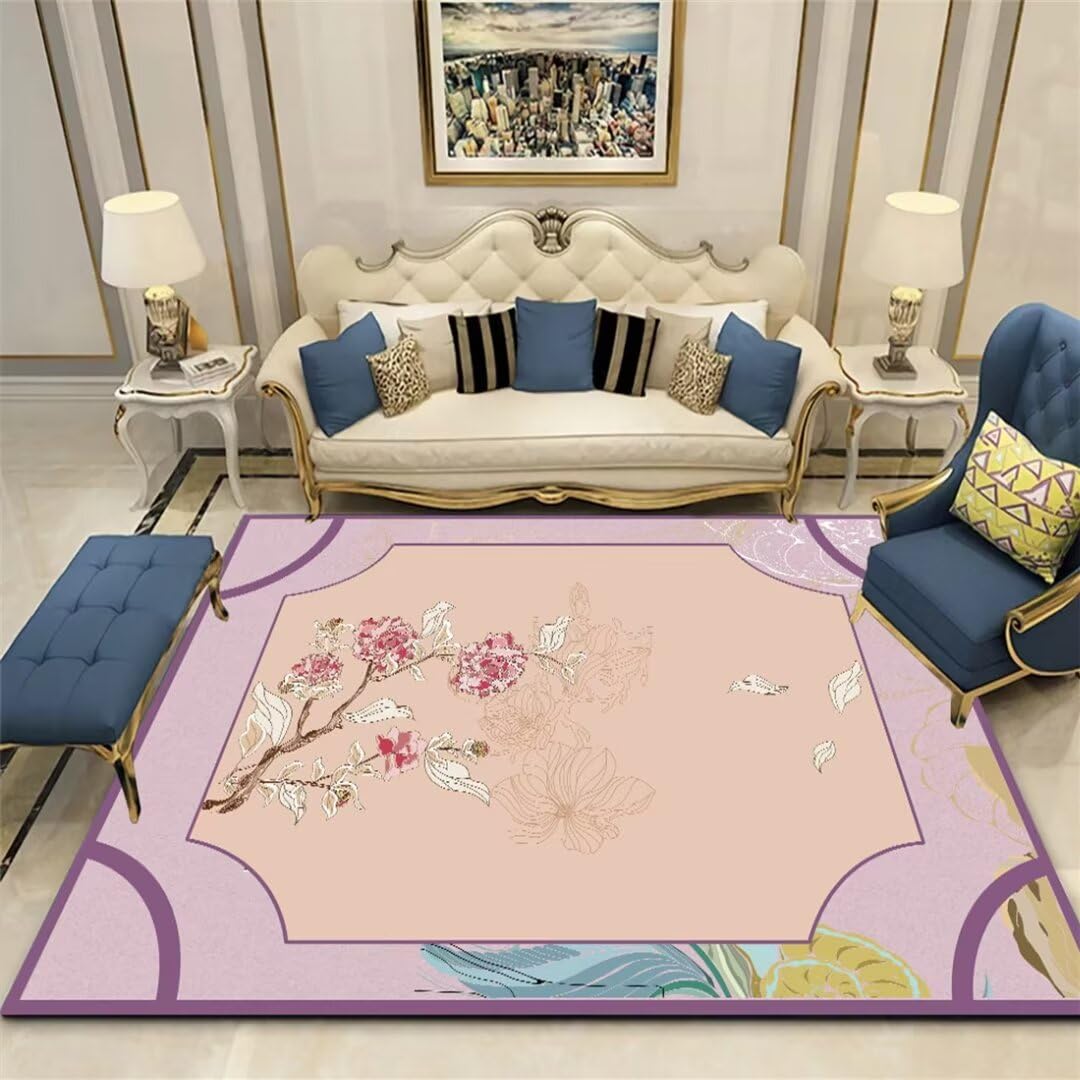 Tapis à cheveux courts antidérapant 100x200cm grand tapis de salon lilas