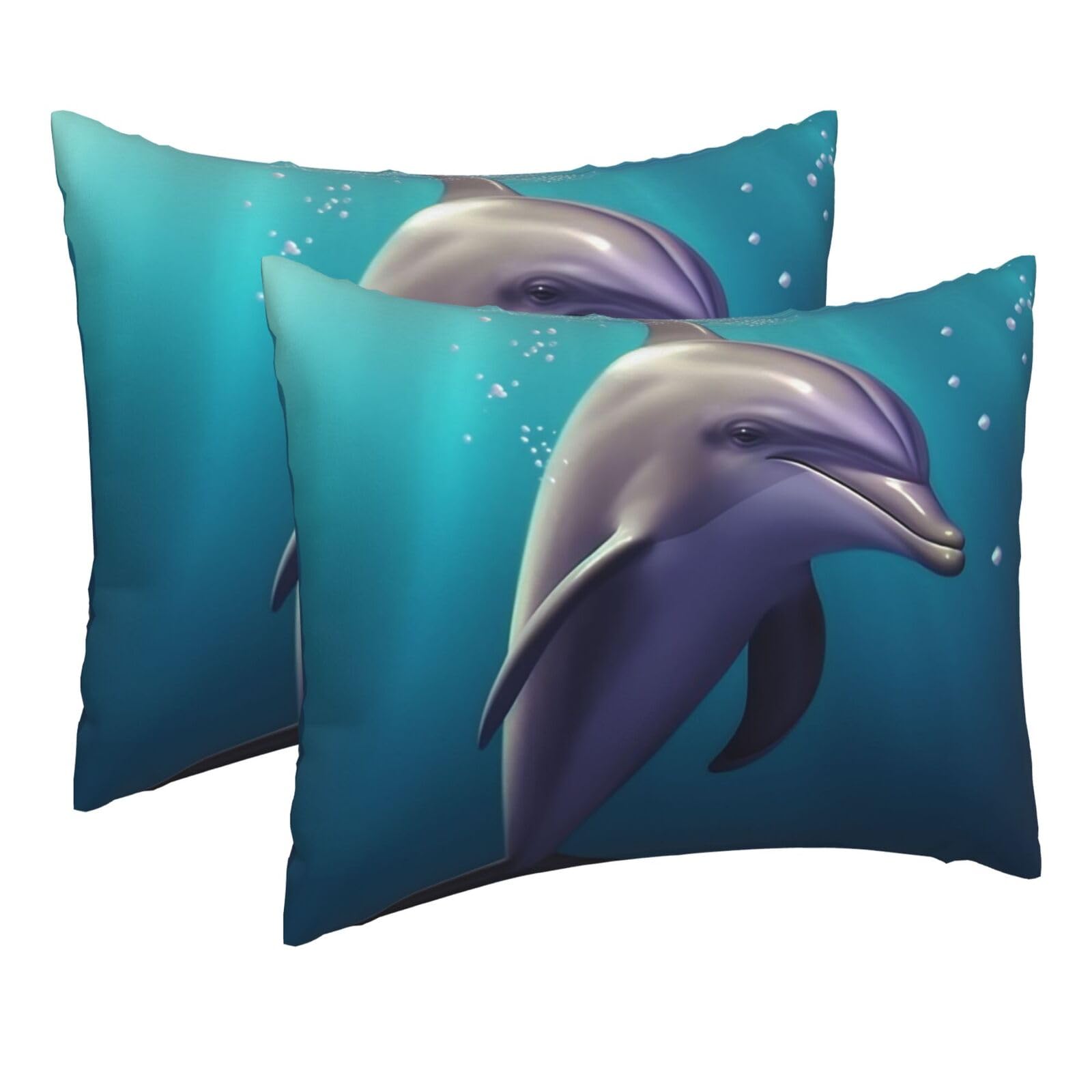 2 Pack Pillow Cases with Hidden Zipper, Soft Breathable Pillow Covers for Hair and Skin, Cute sea Animal Dolphin Pillowcases 16"x20" Bed Pillow Protectors Cover for Sleeping Gifts