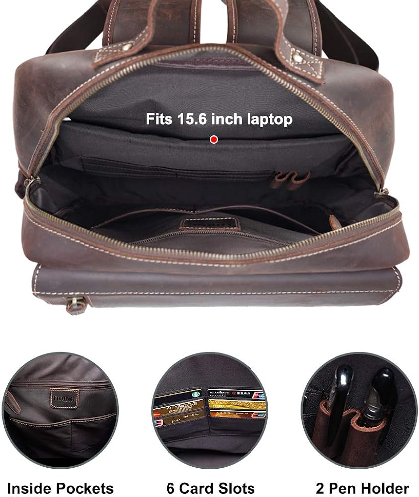 Crazy Deals TIDING Leather Backpack Vintage 15.6 Inch Laptop Backpack Business Travel Bag Schoolbag Shoulder Daypack for Men Limited Stock TIDING Leather Backpack Vintage 15.6 Inch Laptop Backpack Business Travel Bag Schoolbag Shoulder Daypack for Men