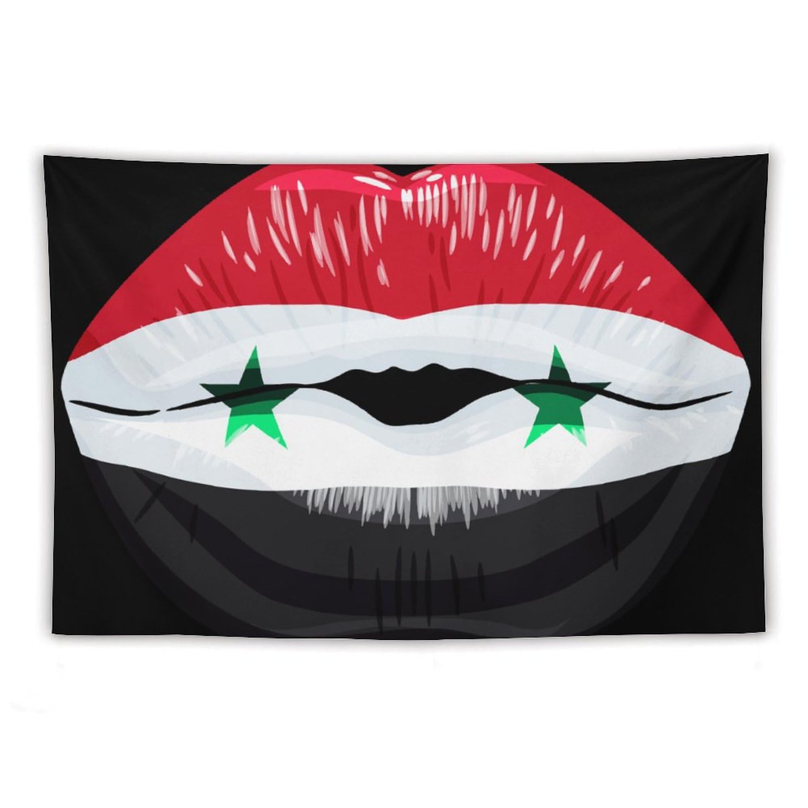 XingFox Syria Flag Lips Tapestry Wall Hanging National Flag Tapestry for Room Bedroom Dorm Aesthetic Decorations, 60"x90"