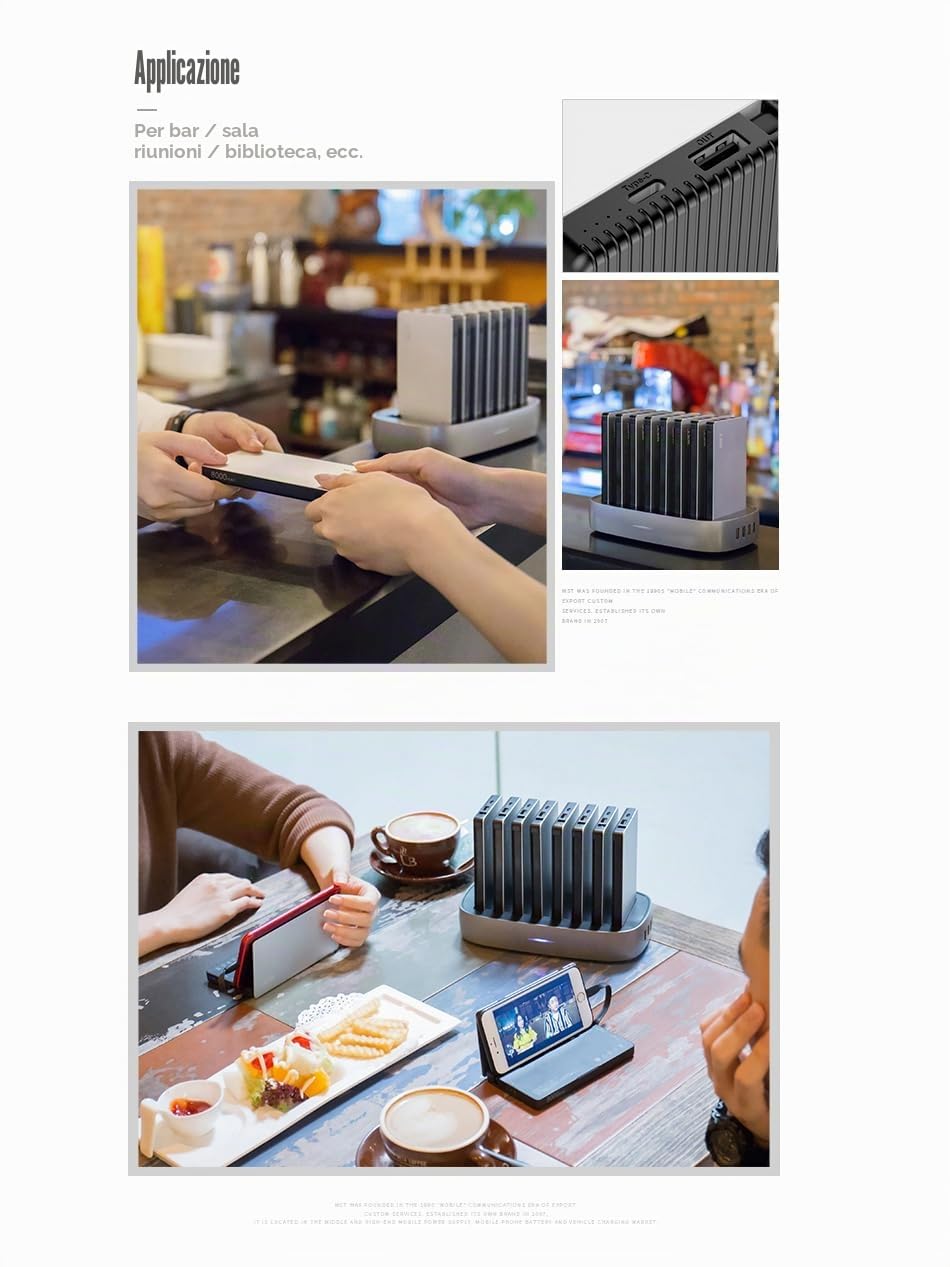 Stazione di Ricarica con Cavi Integrati, Dock Batteria Portatile da 8000 mAh x 8, Power Bank Phone con Alta Capacità, Ricarica Portatile All-in-one per iPhone 17/16/15/14/13/12 Serie