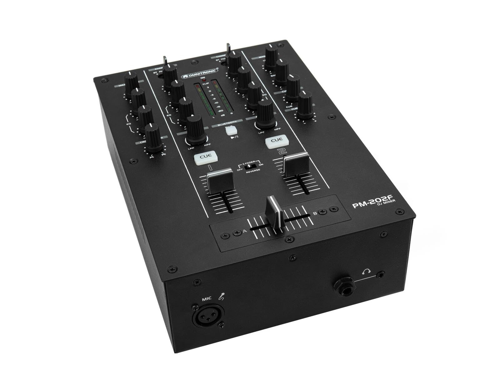 OMNITRONIC PM-202F 2-Kanal-DJ-Mixer mit Filter und Bluetooth | DJ-Mixer mit Bluetooth-Konnektivität und Soundfilter