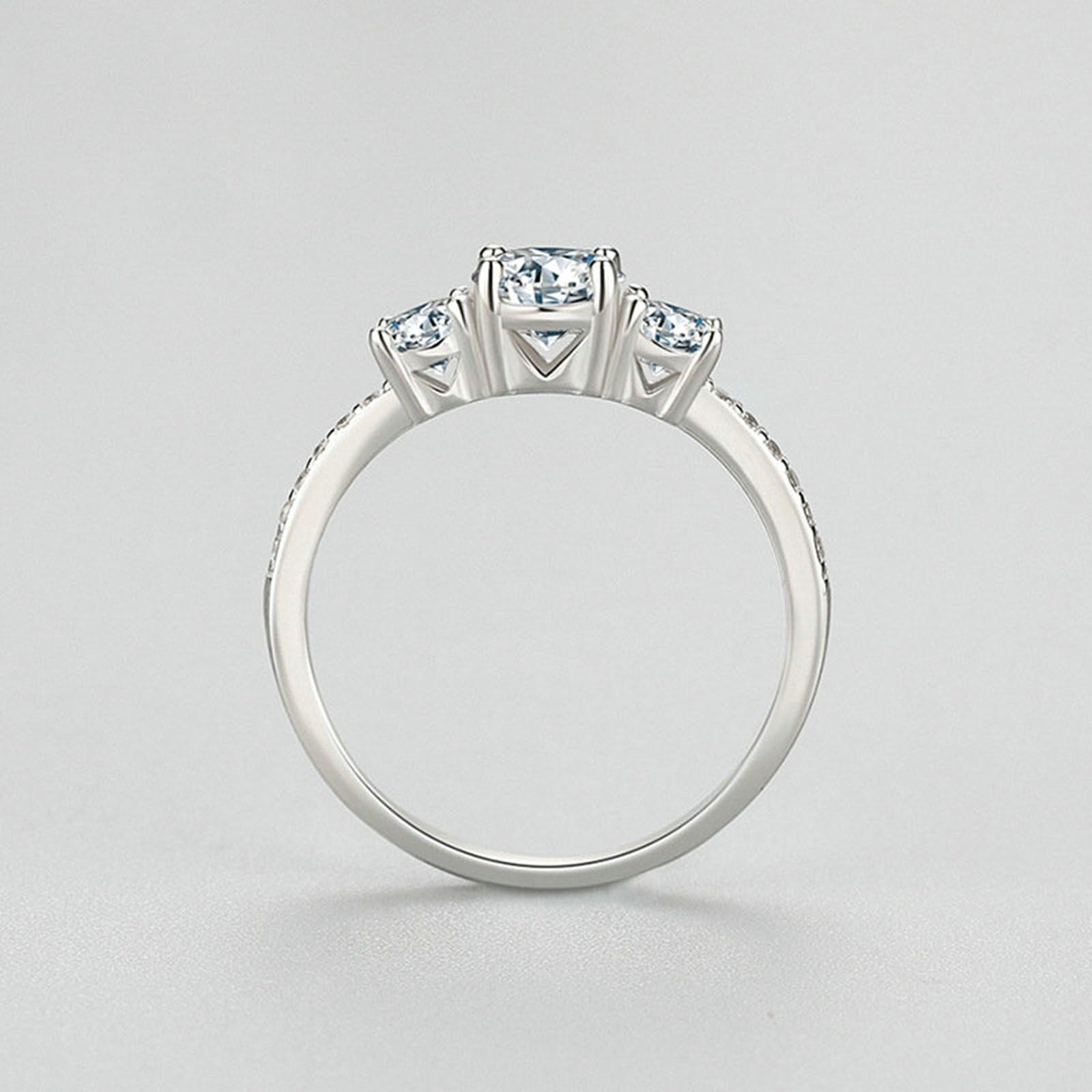 Alianzas de boda, de oro auténtico, con Moissanite, oro blanco, elegantes, para mujer