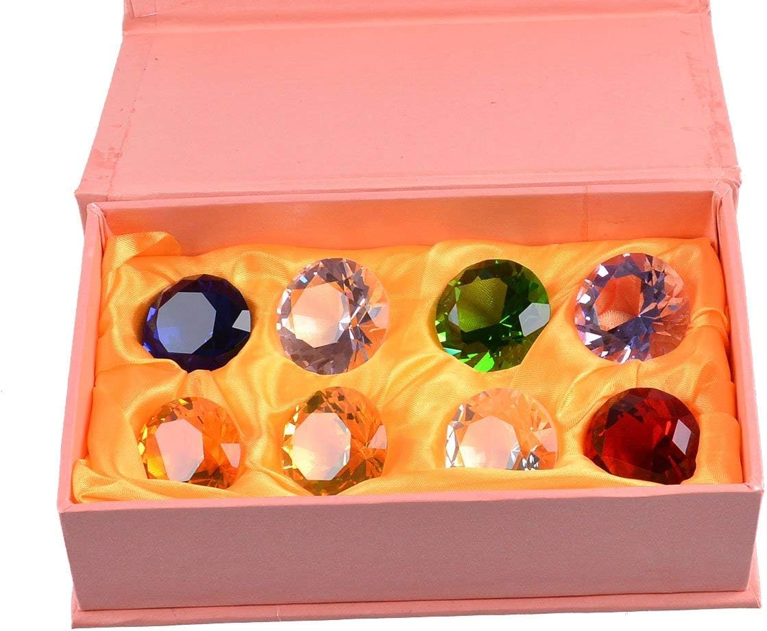 LONGWIN 30mm (1.2 inch) Crystal Diamond Paperweight Pirate Gems Birthstone Table Decorations Christmas Centerpiece Gift Idea Multicolor Gift Packing