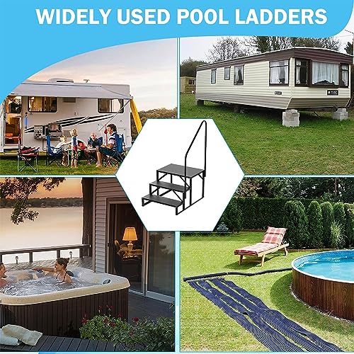 Rv Step Stool, 3 Step Ladder, Hot Tub Steps With Handrail, Portable Pool Ladder, 440Lbs Heavy Duty Ladder Shelf Outdoor Mobile Home Stairs For Camper/Porch/Spa Pool/Pet Stairs(1 Pack) #TOP6