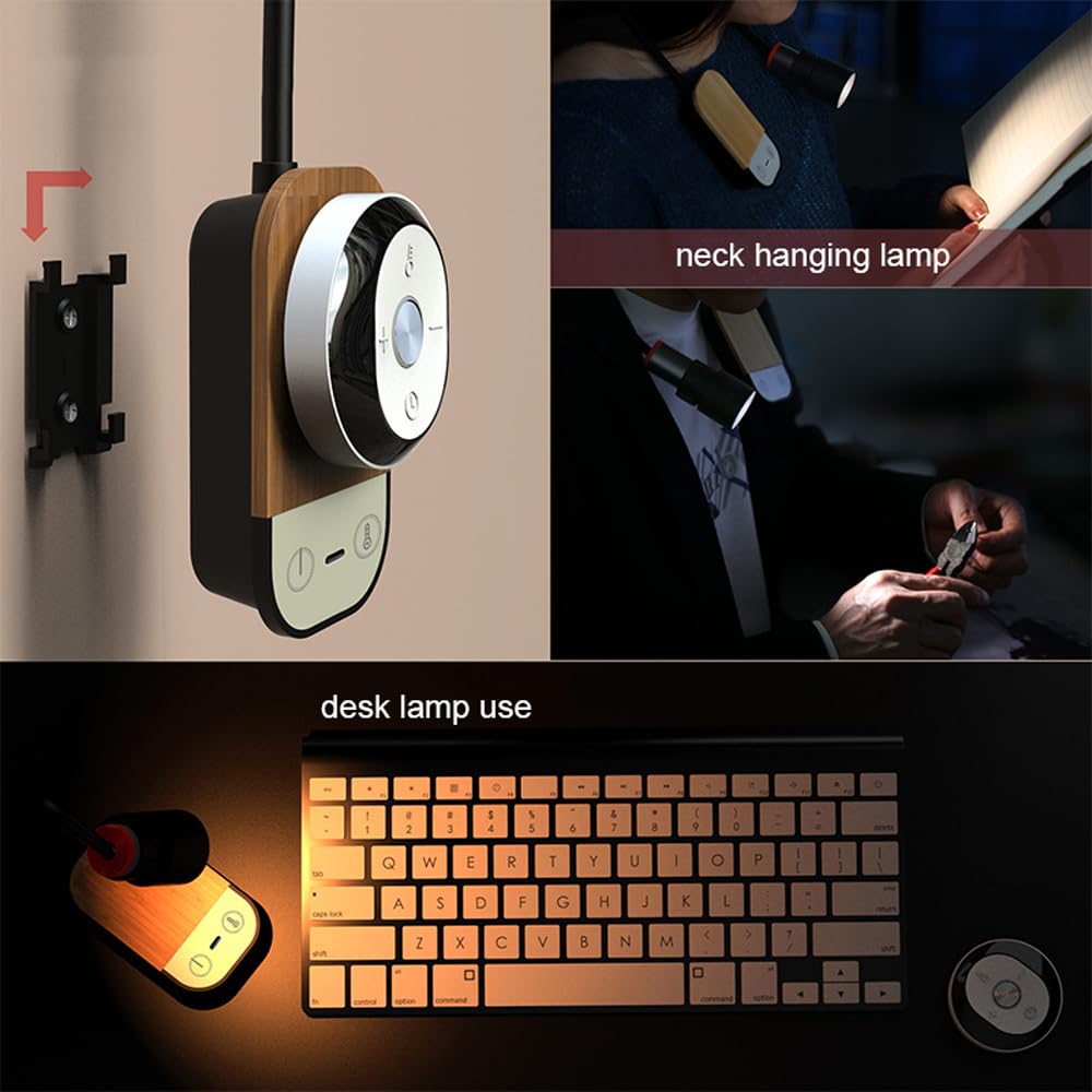 Lámpara de Lectura de lecho de led de Pared de Pared con Placa con Funcionamiento de baterías Luz de Pared USB de Carga USB Luces de Pared inalámbricas con 5 Modos de Color 5 Niveles de Brillo