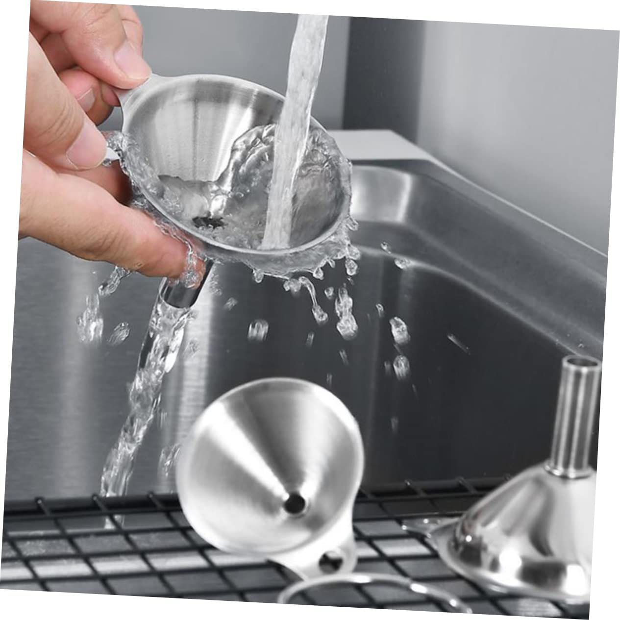 Embudo de Cocina de Acero Inoxidable 1 Set para Líquidos y Secos