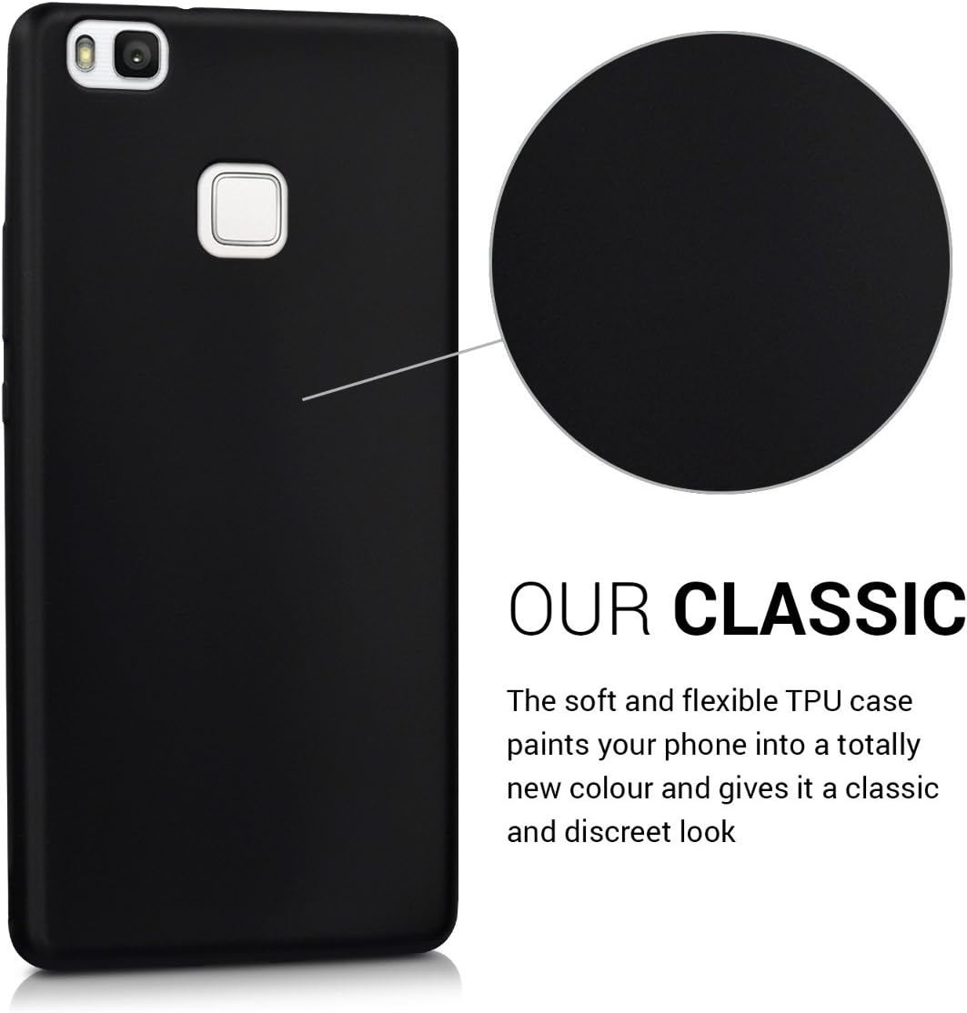 kwmobile Case Compatible with Huawei P9 Lite Case - Soft Slim Metallic TPU Silicone Cover - Metallic Black