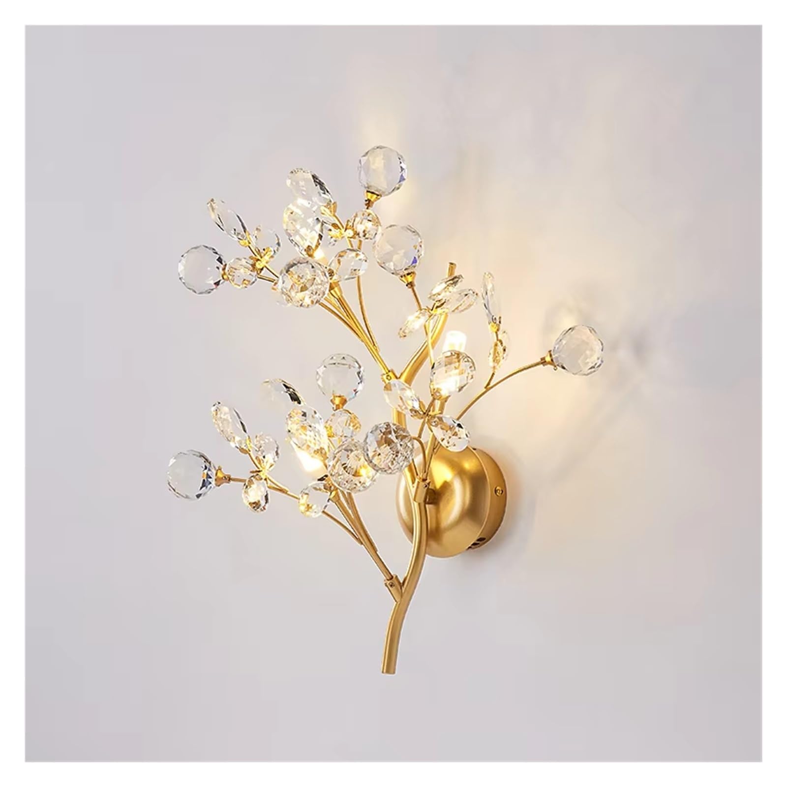 ZTCHSENZT Postmodern Luxury Bedroom Bedside Wall Lamp Living Room Background Gold LED Wall Light Master Bedroom Creative Luxury G4 Crystal Wall Sconces,Warm light-W350mm*H450mm