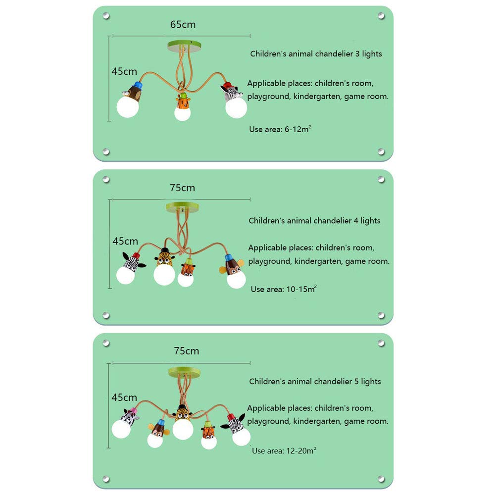 YZM Lampadario da soffitto per bambini,Plafoniera per bambini a tema animale,Perfetto per la cameretta dei bambini/la stanza dei giochi/scuola/asilo (3 lights)