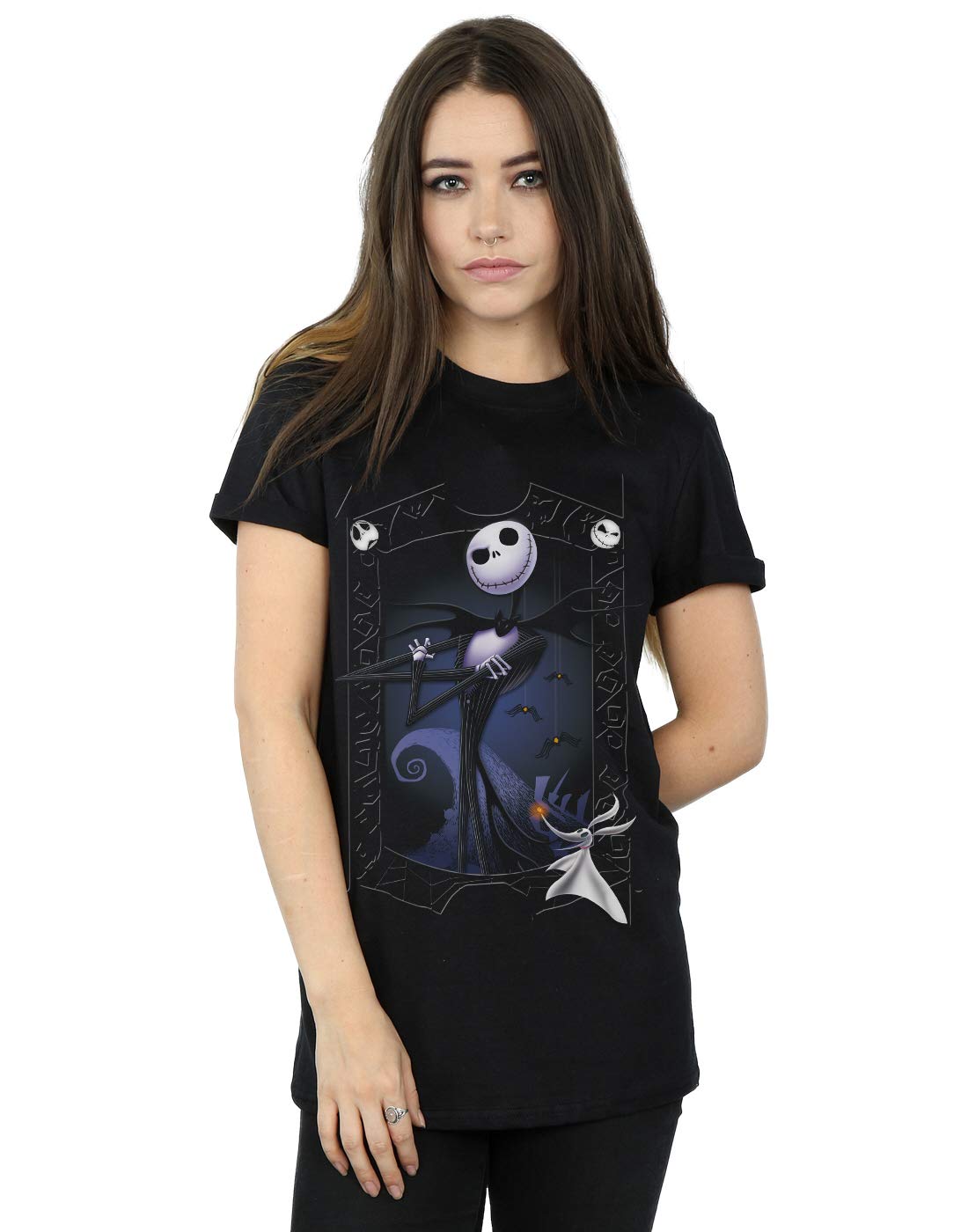 Absolute Cult Women's Black Disney Nightmare Before Christmas Pumpkin King Boyfriend Fit T-Shirt XXXXX-Large