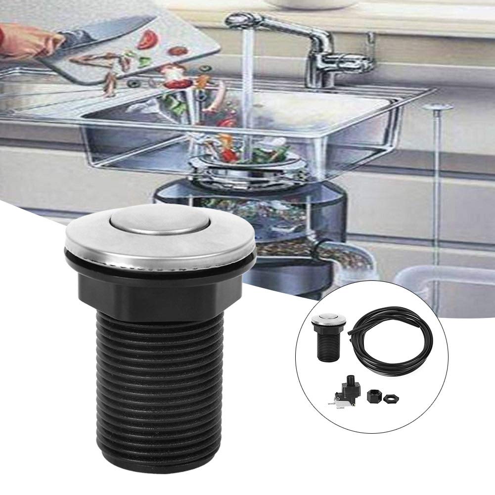 Kit de commutateur de bouton de tuyau d'air Interrupteur à poussoir activé par air pour baignoire d'élimination des ordures Convient pour la cuisine Élimination des ordures alimentaires Chauffe-eau él