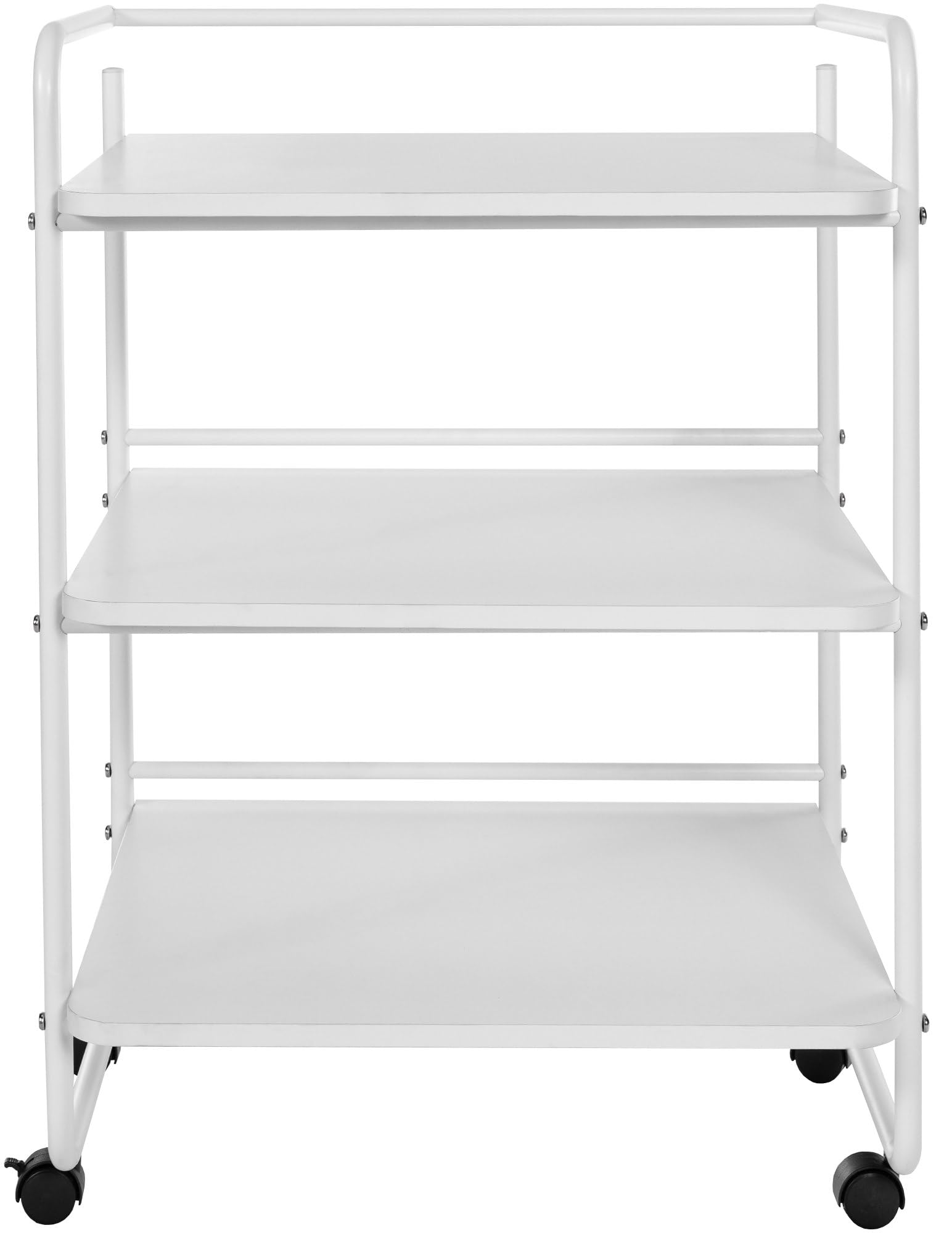 CLP Carro PL902 I Carro para aparatos con Ruedas I Carro para cosméticos con Tres estantes de Madera I Carro Multiuso, Color:Blanco