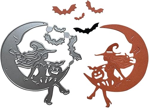 Troqueles de corte de metal de bruja luna, troqueles para hacer tarjetas, álbumes de recortes y álbum de fotos, decoración de tarjetas de