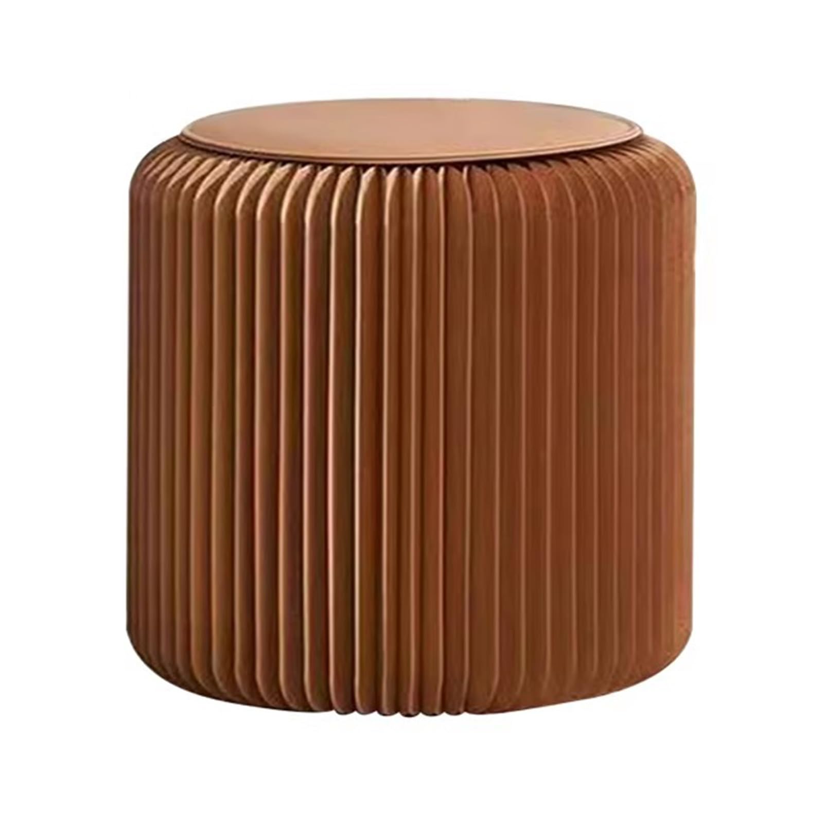 Foldable Paper Bench with PU Seat， Portable Accordion Chair, Used for Entrances, Cafes, Footstools(Brown,32x37cm/12.6x14.6)