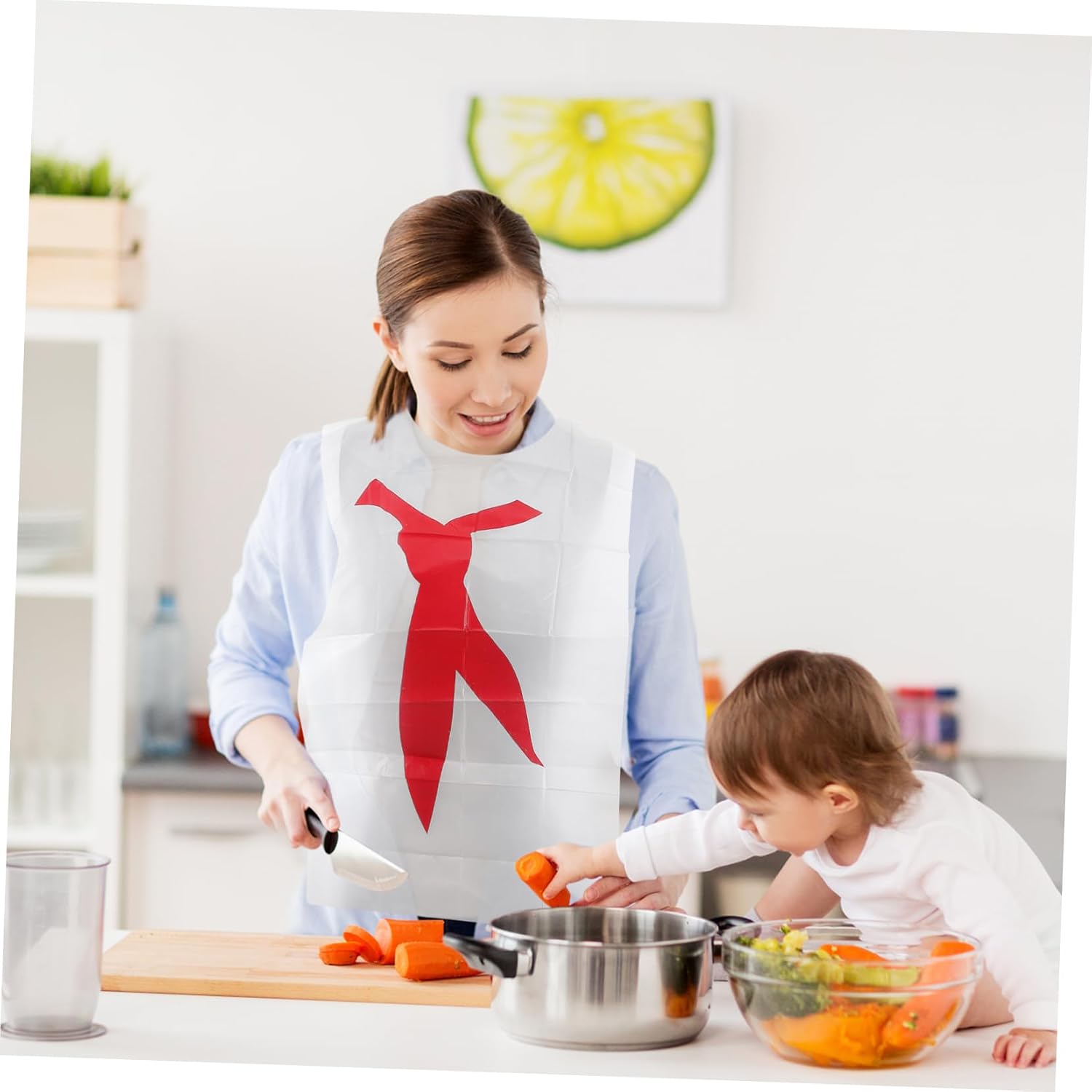 SHOWERORO 100pcs Adult Disposable Bibs Oil Apron Bandana Bib for Eating Crab Lobster Seafood