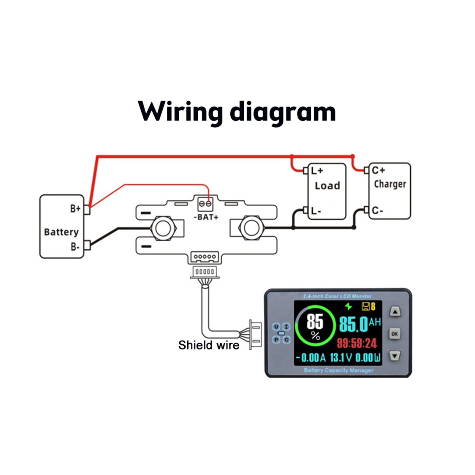 DC8-100V Tester pojemności baterii Wskaźnik pojemności Miernik mocy do licznika kulombów LiFePO Akcesoria do narzędzi samochodowych(0.2A-500A)