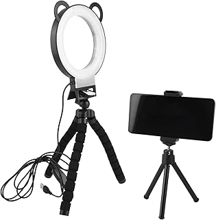Hemobllo 1 Set Fill Light Tripod for Phone Portable Tripod Tabletop Tripod Selfie Lamp LED Ring Light Set Tripod Fill Light Plastic Black Desktop Makeup Ring Light Ring Fill Light Dimmable