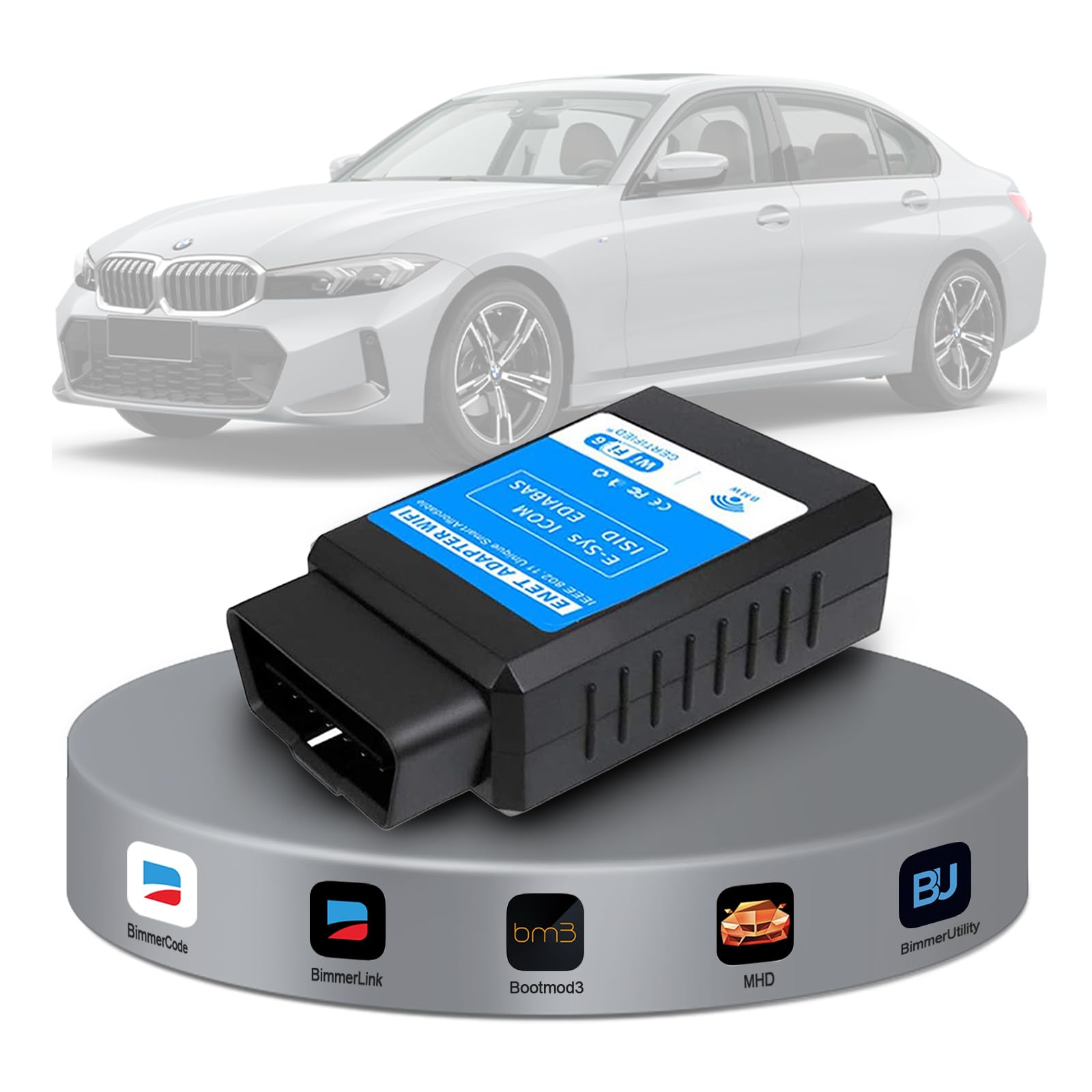 for MHD for Bootmod3 WiFi-Adapter OBD2-Diagnose&Codierung für BMW F-Serie G/I Serie;Kompatibel mit BimmerCode, xDelete, Kies,E-SYS,Ethernet und ISTA D;Funktioniert mit iOS,Android&Windows