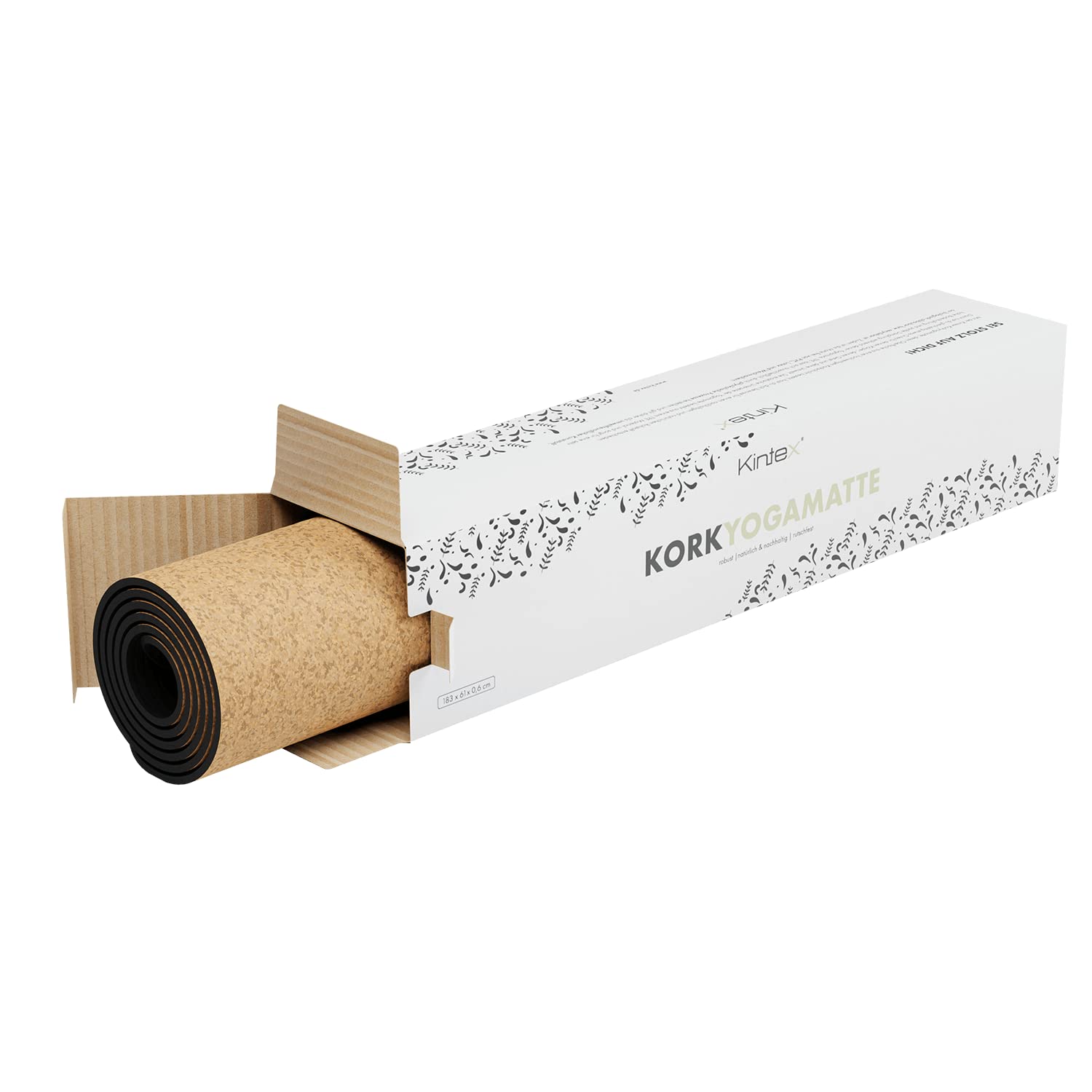 Kintex Esterilla de Yoga de Corcho con Correa de Transporte, Esterilla de Gimnasia, Pilates, Fitness, Antideslizante y Flexible, 6 mm Grosor