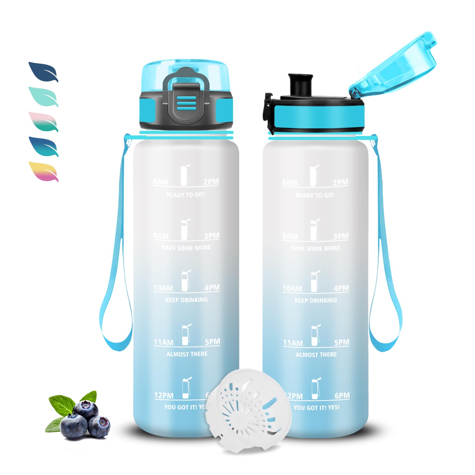 Lnvocn 900ML Bottiglia Termica, Thermos in Acciaio Inox Borraccia Termica Senza BPA Thermos con Cannuccia Fredda Borraccia Sport, Lavoro e Palestra (Green