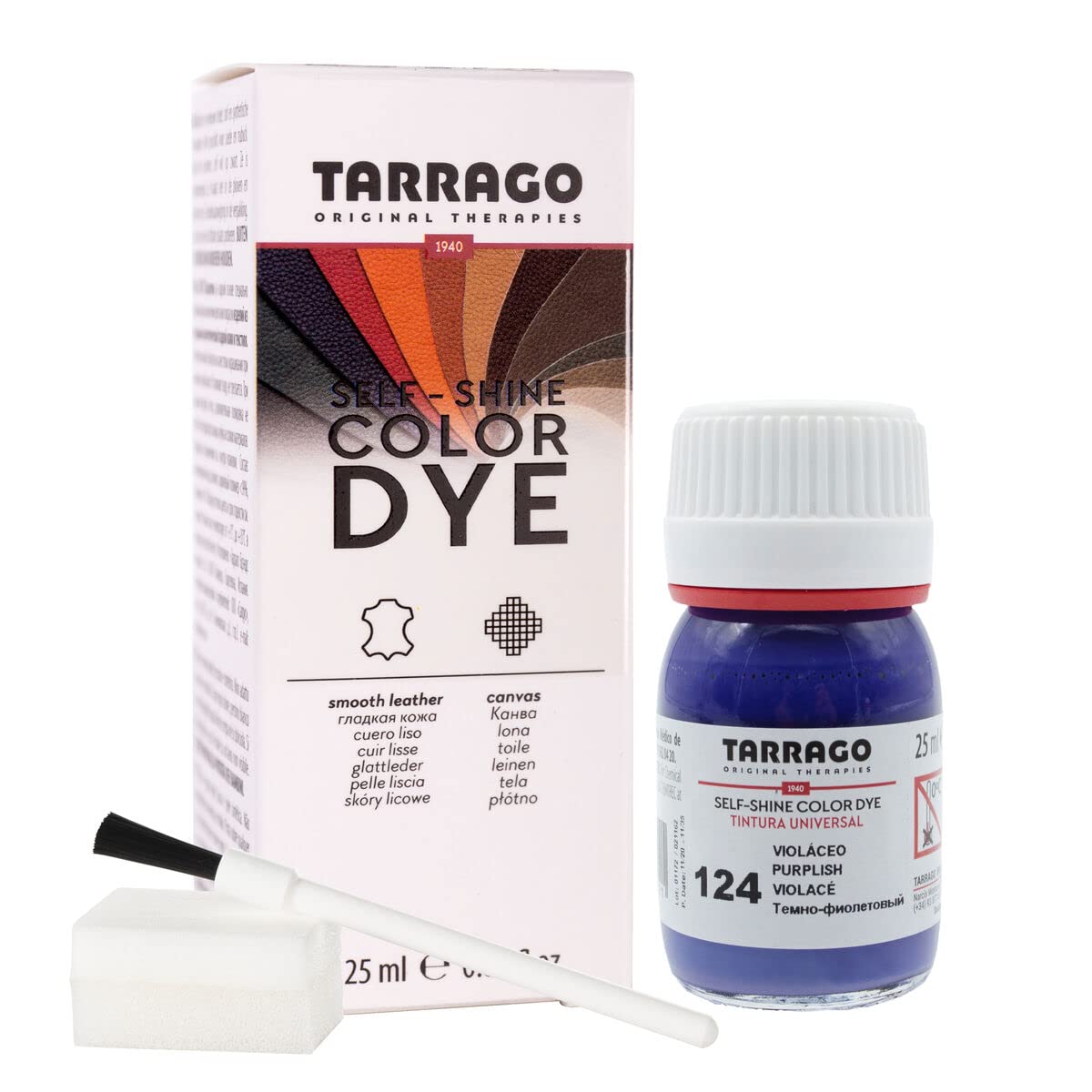 Tinte para Zapatos y Bolsos de Cuero y Textil con Esponja y Brocha | Cubre Rozaduras y Desgastes del Calzado | Gama de 90 colores — view 7