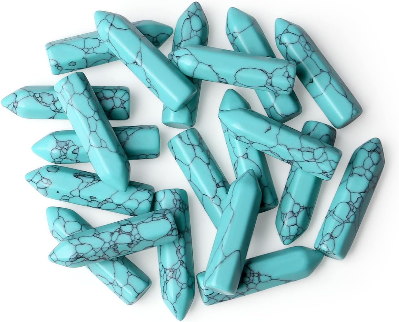 10PCS Turquoise Natural Healing Crystals Stones Sets Polished Tumbled Pocket Gemstones Bulk Hexagonal Points Reiki Energy Balancing Chakra Meditation Therapy Desk Decor Gift
