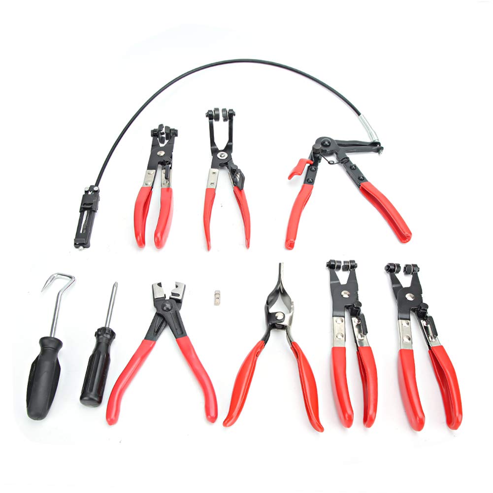 Kikumi Pinza per Fascette Stringitubo in Acciaio Al Carbonio Kit di Strumenti per la Rimozione di Fascette a Molla con Design Antiruggine Zincato per la Maggior Parte dei Modelli