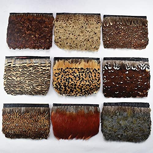Zamihalaa Wholeslae Natural Peacock Feathers Chicken Pheasant Feather Trim Fringe Ribbon Feathers for Crafts Feathers for Jewelry Making
